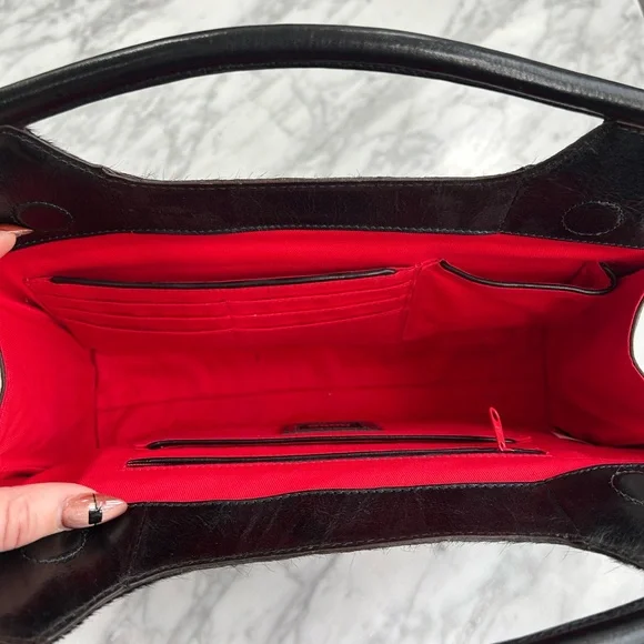 HOBO Black Calf-Hair Structured Top-Handle Bag EUC - Picture 6 of 7